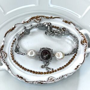 😍😍 Handmade Freshwater Edison Pearl Moonstone Garden Quartz Braided Bracelet